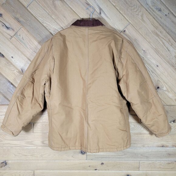 Carhartt Mens XL Tan Duck Canvas Work Jacket Corduroy Collar Quilted Lining - Picture 9 of 16